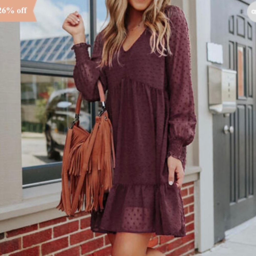 Burgundy long sleeve dress